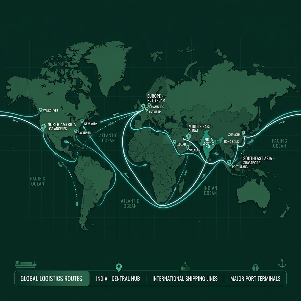 Dwarkadhish Foods Global Export Destinations Map